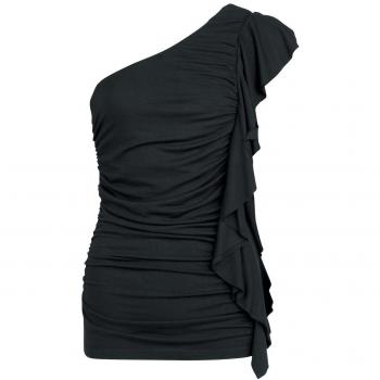 Fashion Victim Gathered Top Top Mujer un hombro Negro M