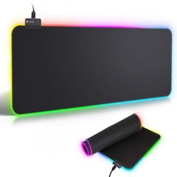 Alfombrilla de Ratón RGB Extra Grande, Ordenador Extended XL Alfombrilla Gaming de Microfibras con Luces, Base de Goma Antideslizante para Gamers, PC y Portátil - 780 x 300 x 4 mm