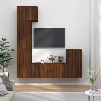 vidaXL Set de muebles para TV 5 piezas madera contrachapada roble marrón