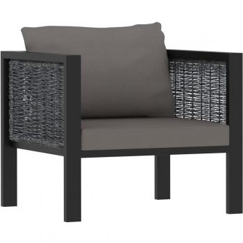 Sofá modular con almohada en Polyrattan Antracita - Sofá modular, material: ratán sintético, color: gris antracita, incluye cojín