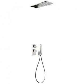 Kit de ducha termostático empotrado Block System, 2 vías, rociador ducha inox a pared, 54,8 x 16 x 23,5 centímetros, color acero