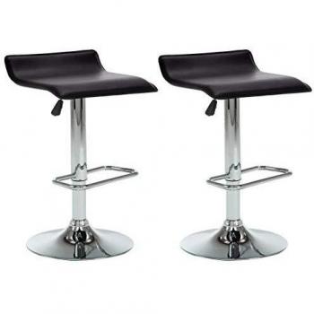 vidaXL 2X Taburetes Bar Cuero Artificial Negro Sillas Asiento Cocina Comedor