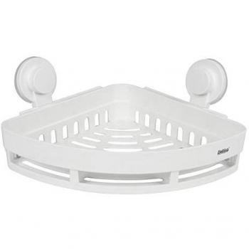 Cesta Triangular para Ducha con Ventosas Extra Fuertes y Adhesivo, Estante Rinconera de Baño y Cocina, Almacenamiento Blanco