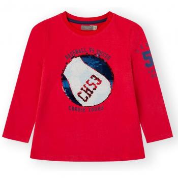 Camiseta de niño de algodón en rojo Canada House