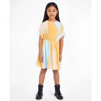 Calvin Klein - Vestido de niña naranja de manga corta