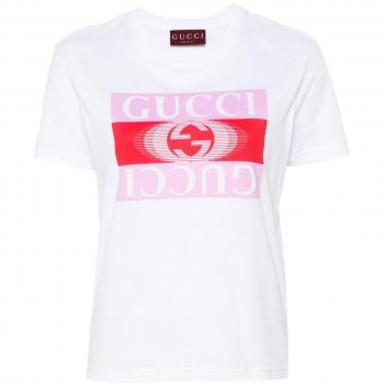 Gucci Women's Logo Cotton T-Shirt in White | Size XS | 787299XJGS79280