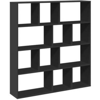Estantería de madera de ingeniería negra 132x29x141,5 cm