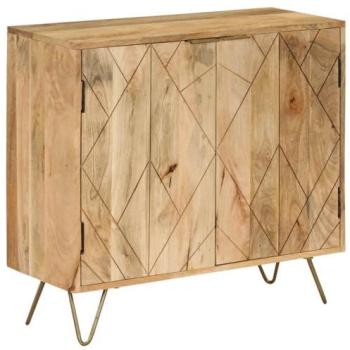 Aparador de Madera Maciza de Mango 80x30x75 cm con Acabado Blanqueado y Estilo Atemporal