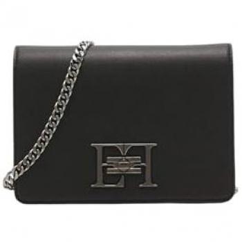 Elisabetta Franchi Black Crossbody Bag with Metal Logo