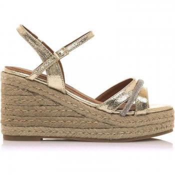 Sandalias de cuña para mujer con tiras finas y piso de rafia