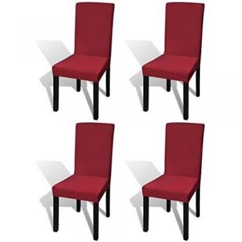 vidaXL 4X Fundas para Sillas Elástica Recta Color Burdeos Cubierta de Asiento