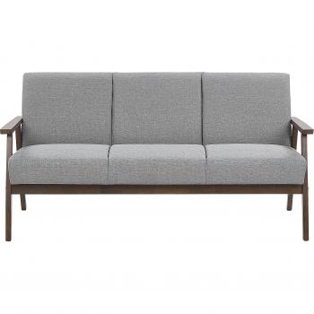 Sofá de 3 plazas tapizado en poliéster gris con diseño retro y marco de madera para sala de estar Asnes