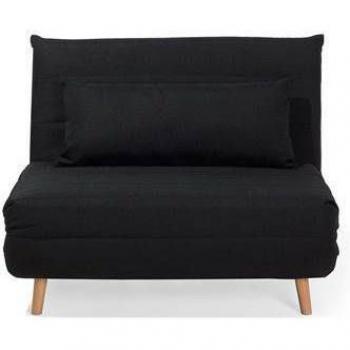 Sofá Cama Pequeño Escandinavo Negro de Tela 1 Plaza Plegable Sin Brazos Setten