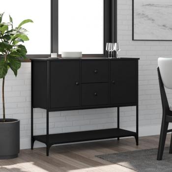 Aparador de madera de ingeniería 100x36x85 cm, mueble de almacenaje de salón, buffet para salón, armario auxiliar, armario de almacenamiento en color negro
