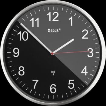 Reloj de mesa o pared Mebus 19578 - Reloj mecánico de estilo moderno con marco metálico en color negro, ideal para decorar tu hogar u oficina