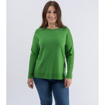 Jersey de mujer liso con detalle de strass y cuello barca