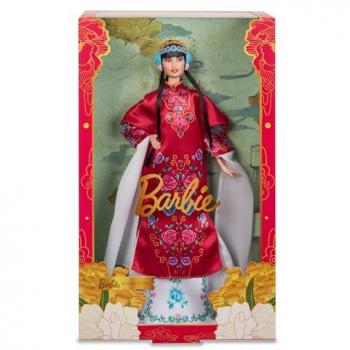 Barbie Signature Muñeca Lunar New Year Inspired by Peking Opera, muñeca asiática con pelo negro y traje tradicional rojo con flores, colección Signature, juguete de colección, regalo para adultos y +6 años