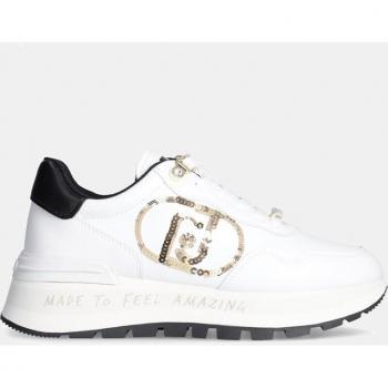 Liu Jo Amazing 20 White/Gold Sequin Logo Sneakers, Female, White, Sizes: 8 UK / 11 US