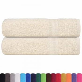 Toallas de ducha 2 uds crema 70x140 cm 360 gsm 100% algodón