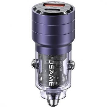 Adaptador de Coche Usams C36 USB+USB-C 95W Carga Rápida Violeta