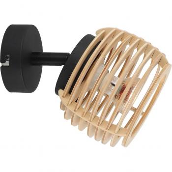 Aplique de pared GU10 Lindby Ediz, negro, madera, Ø 12,7 cm