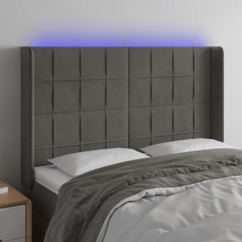 Cabecero LED de Terciopelo Gris Oscuro 147x16x108/128 cm con Iluminación Integrada