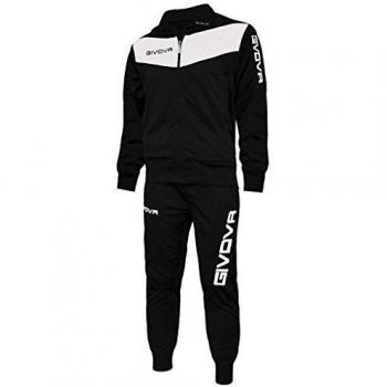 Givova Tuta Visa Chándal Negro / Blanco con chaqueta y pantalones, material ligero y transpirable, diseño moderno, ajuste cómodo, ideal para entrenamiento y uso casual