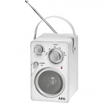 AEG MR 4144 - Radio portátil con acabado de cuero, color blanco