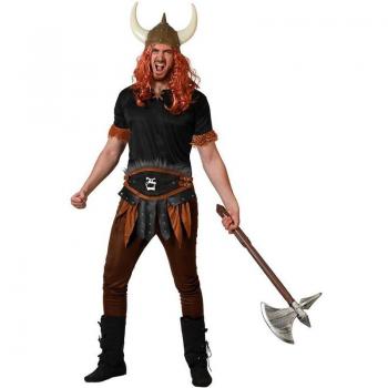 Disfraz de Vikingo marrón oscuro con cinturón para hombre