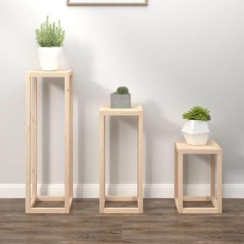 3-Piece Solid Pine Wood Plant Stand Set