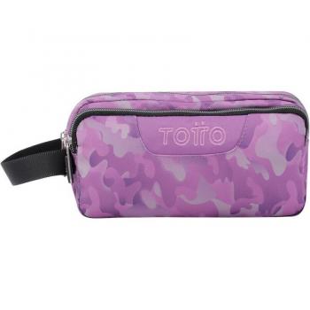Estuche escolar Totto Agapec con tres compartimentos estampado de camuflaje rosa