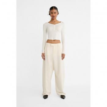 Stradivarius Smart Baggy Trousers in Ecru