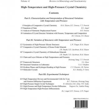 High-Temperature and High Pressure Crystal Chemistry: Reviews in Mineralogy & Geochemistry Volume 41
