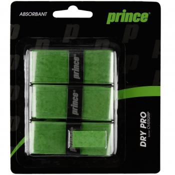 Prince Overgrip Dry Pro 3er - Mango de Raqueta de Tenis, Color Verde, Talla Standard