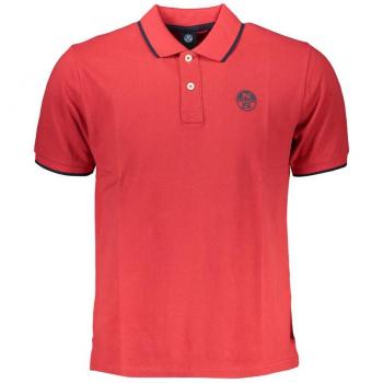 North Sails Red Cotton Polo Shirt - Size S with Print and Contrast Details