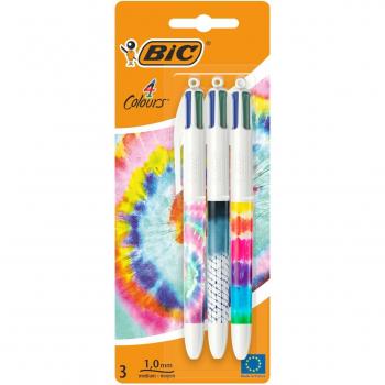 Bolígrafos Retráctiles 4 Colores Decorativos Tie Dye - Paquete de 3 Unidades BIC