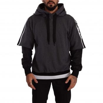 Dolce & Gabbana Gray Black Cotton Hooded #DGMILLENNIALS Sweater - IT50 | L