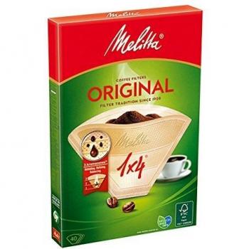 Filtros de Café Melitta Original 1x4, Pack de 40 Piezas, Color Marrón