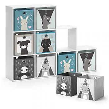 Estantería Infantil Vicco, Blanco, 142.4 x 107.8 cm con 8 Cajas Plegables