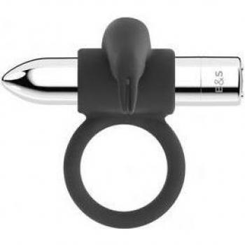 Black&Silver Burton Anillo Vibrador Recargable con 10 Modos de Vibración - Negro