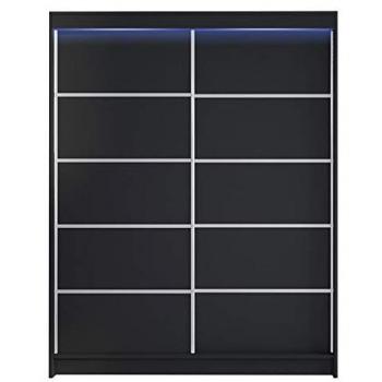 Armario Atlanta 145, Negro, 200x150x58cm, Puertas Correderas, Iluminación LED, 5 Estantes
