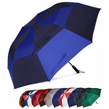 Eono by amazon paraguas de golf resistente al viento con doble tela y sistema de apertura automatico antiviento paraguas grande large golf umbrella deportivo unisex 62z navyazul real