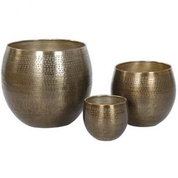 Set de Macetas Home ESPRIT Doradas de Aluminio 47 x 47 x 40,5 cm