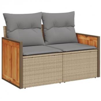 Sofá de jardín con cojines de 2 plazas en Polyrattan Beige