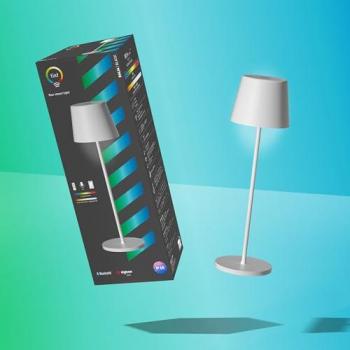 Lámpara de mesa LED recargable Dalia Müller Licht tint, aluminio, blanca, RGBW