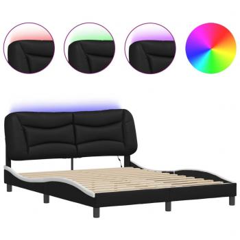 vidaXL LED Bed Frame Queen Size Black and White 59.8x79.9 (152x203 cm) without Mattress