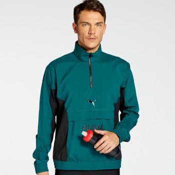 Puma Fit Woven 1/2 Zip Training Jacket for Men with Drycell Technology - Green, Black