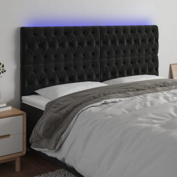 Cabecero LED Negro 200x7x118/128cm en Terciopelo con luces LED