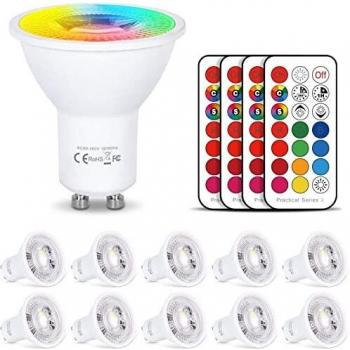 HYDONG Bombilla de RGB de 3 vatios con mando a distancia regulable por 24 teclas para lámpara de pared, lámpara de riel y luz de techo empotrada