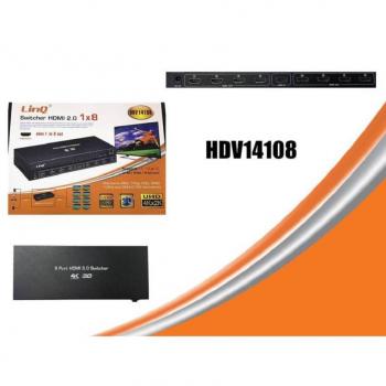 Conmutador HDMI 2.0 1x8 con Soporte UHD 4K, 2K y 3D - Splitter HDV14108